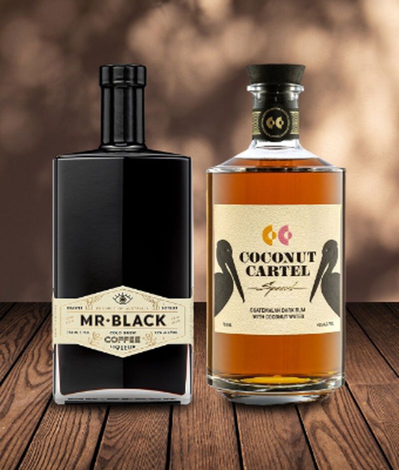 A gift set - A bottle of Mr Black and a bottle of Coconut Cartel
